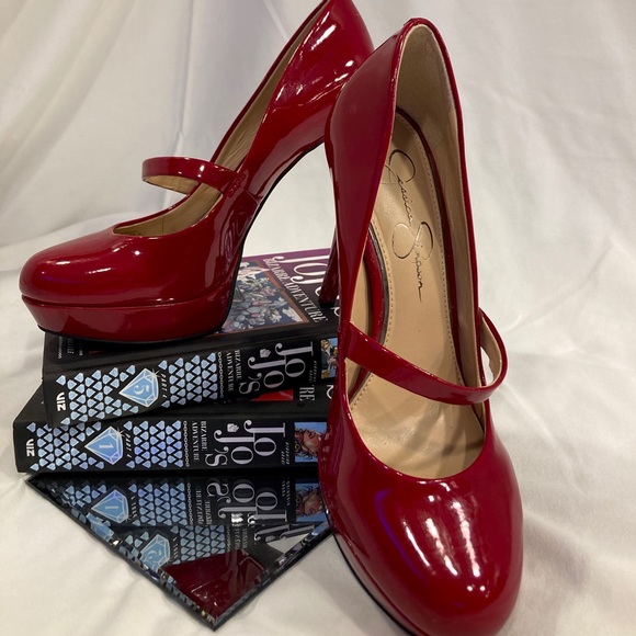 Jessica Simpson Satin Red Pin-Up Heels - Picture 2 of 2